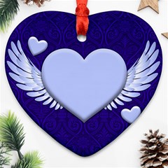 Background Texture Heart Wings Heart Ornament (two Sides)