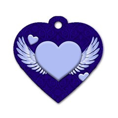 Background Texture Heart Wings Dog Tag Heart (one Side)