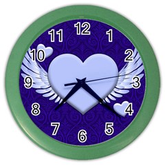 Background Texture Heart Wings Color Wall Clocks