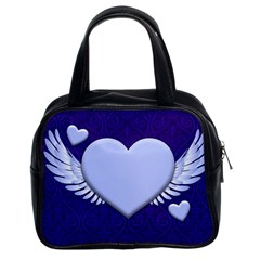 Background Texture Heart Wings Classic Handbags (2 Sides)