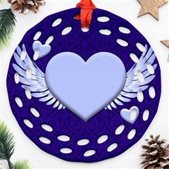 Background Texture Heart Wings Ornament (round Filigree)