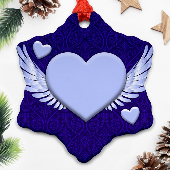 Background Texture Heart Wings Ornament (Snowflake)