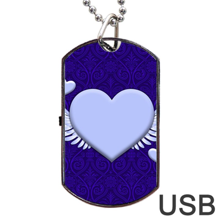 Background Texture Heart Wings Dog Tag USB Flash (One Side)