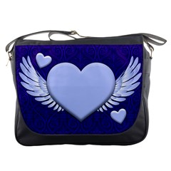 Background Texture Heart Wings Messenger Bags