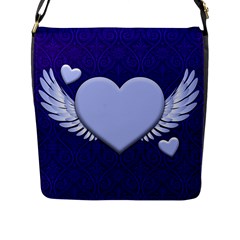 Background Texture Heart Wings Flap Messenger Bag (l) 