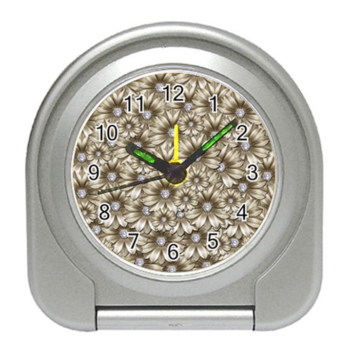 Background Flowers Travel Alarm Clocks