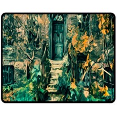 Porch Door Stairs House Fleece Blanket (medium)  by Sapixe