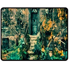 Porch Door Stairs House Double Sided Fleece Blanket (medium)  by Sapixe