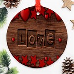 Background Romantic Love Wood Ornament (Round) Front