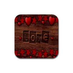 Background Romantic Love Wood Rubber Coaster (square)  by Sapixe