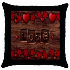 Background Romantic Love Wood Throw Pillow Case (black) by Sapixe