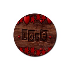 Background Romantic Love Wood Rubber Coaster (round)  by Sapixe