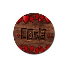 Background Romantic Love Wood Magnet 3  (round) by Sapixe