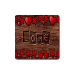 Background Romantic Love Wood Square Magnet by Sapixe