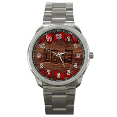 Background Romantic Love Wood Sport Metal Watch by Sapixe