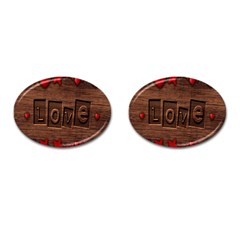 Background Romantic Love Wood Cufflinks (oval) by Sapixe