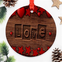 Background Romantic Love Wood Round Ornament (two Sides) by Sapixe