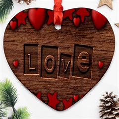 Background Romantic Love Wood Heart Ornament (two Sides) by Sapixe