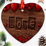 Background Romantic Love Wood Heart Ornament (Two Sides) Back