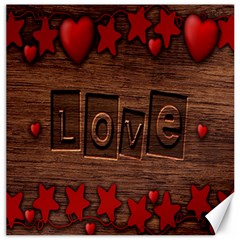 Background Romantic Love Wood Canvas 12  X 12   by Sapixe