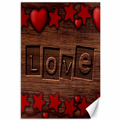 Background Romantic Love Wood Canvas 12  X 18   by Sapixe