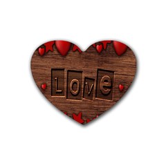 Background Romantic Love Wood Rubber Coaster (heart)  by Sapixe