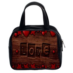 Background Romantic Love Wood Classic Handbags (2 Sides) by Sapixe