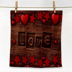 Background Romantic Love Wood Face Towel by Sapixe