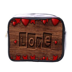 Background Romantic Love Wood Mini Toiletries Bags by Sapixe