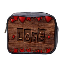 Background Romantic Love Wood Mini Toiletries Bag 2-side by Sapixe