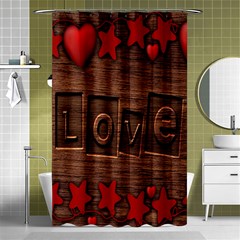 Background Romantic Love Wood Shower Curtain 48  X 72  (small)  by Sapixe