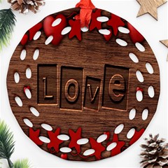 Background Romantic Love Wood Ornament (round Filigree) by Sapixe