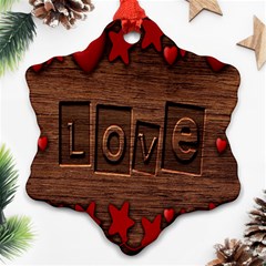 Background Romantic Love Wood Ornament (snowflake) by Sapixe