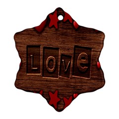 Background Romantic Love Wood Snowflake Ornament (two Sides) by Sapixe