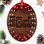 Background Romantic Love Wood Ornament (Oval Filigree) Front