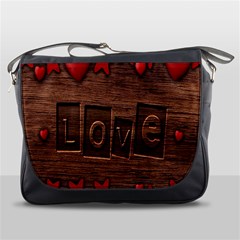 Background Romantic Love Wood Messenger Bags by Sapixe