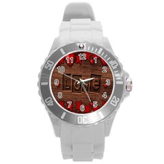 Background Romantic Love Wood Round Plastic Sport Watch (l) by Sapixe