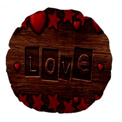 Background Romantic Love Wood Large 18  Premium Round Cushions by Sapixe