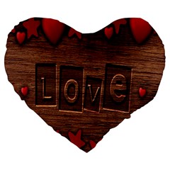 Background Romantic Love Wood Large 19  Premium Heart Shape Cushions by Sapixe