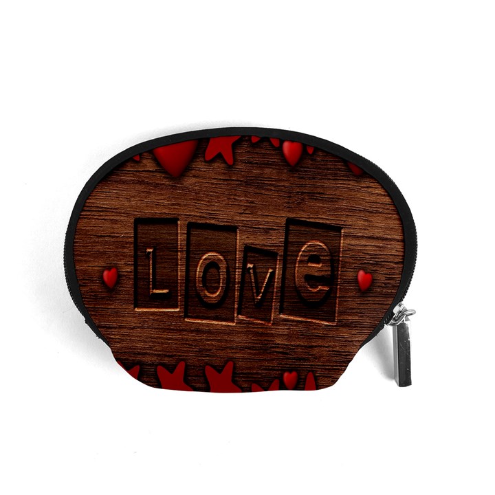 Background Romantic Love Wood Accessory Pouches (Small) 