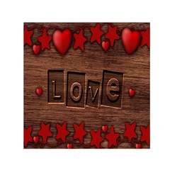 Background Romantic Love Wood Small Satin Scarf (square) by Sapixe