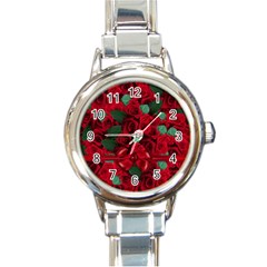 Floral Flower Pattern Art Roses Round Italian Charm Watch