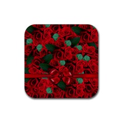 Floral Flower Pattern Art Roses Rubber Coaster (Square) 