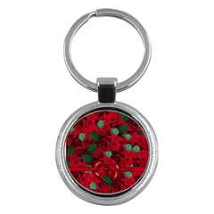 Floral Flower Pattern Art Roses Key Chains (Round) 