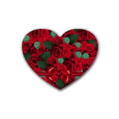 Floral Flower Pattern Art Roses Rubber Coaster (Heart) 