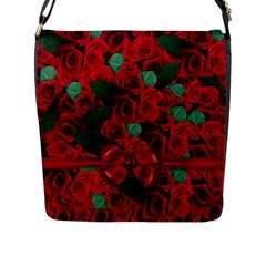 Floral Flower Pattern Art Roses Flap Messenger Bag (L) 