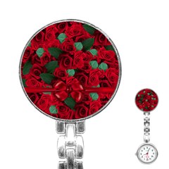 Floral Flower Pattern Art Roses Stainless Steel Nurses Watch