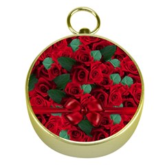 Floral Flower Pattern Art Roses Gold Compasses