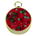 Floral Flower Pattern Art Roses Gold Compasses Front