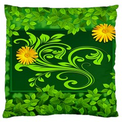 Background Texture Green Leaves Large Cushion Case (one Side) by Sapixe